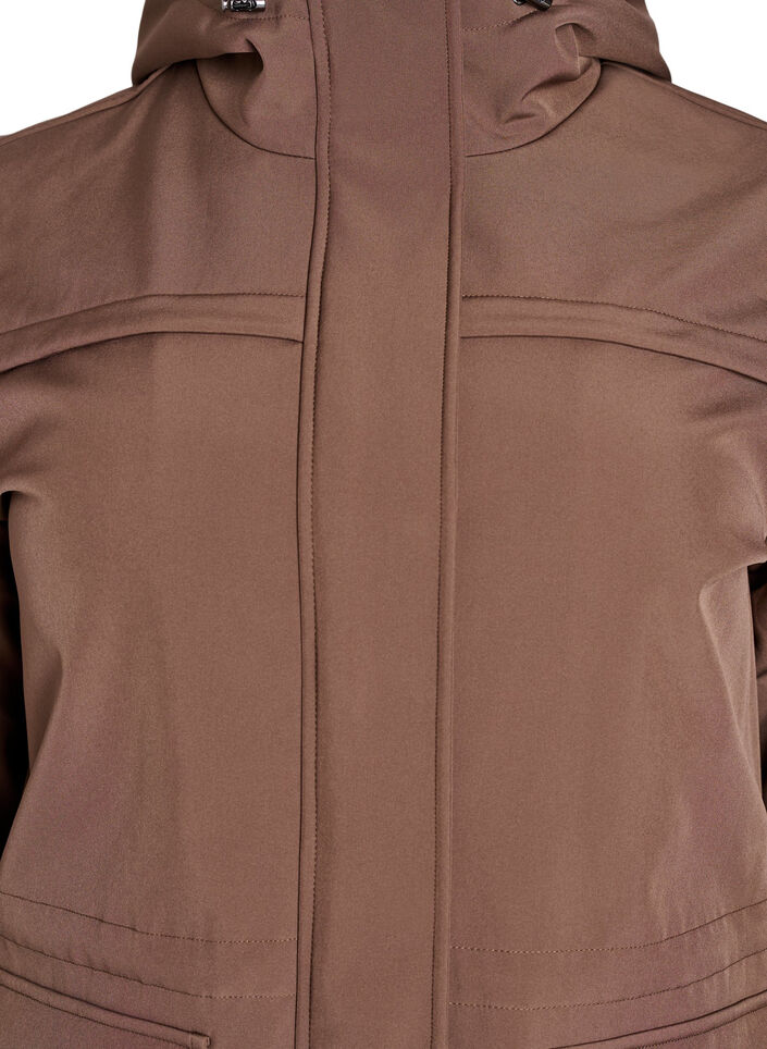 Hydrofobowa kurtka softshell z pikowana podszewka, Brązowy, Packshot image number 2