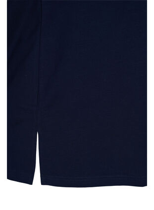 Jednokolorowa bawelniana bluzka z 3/4-length rekawami i rozcieciami, Night Sky, Packshot image number 3