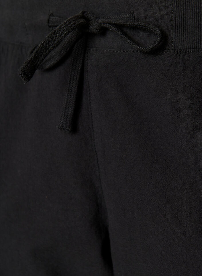 Luzne bawelniane szorty z kieszeniami, Czarne, Packshot image number 2