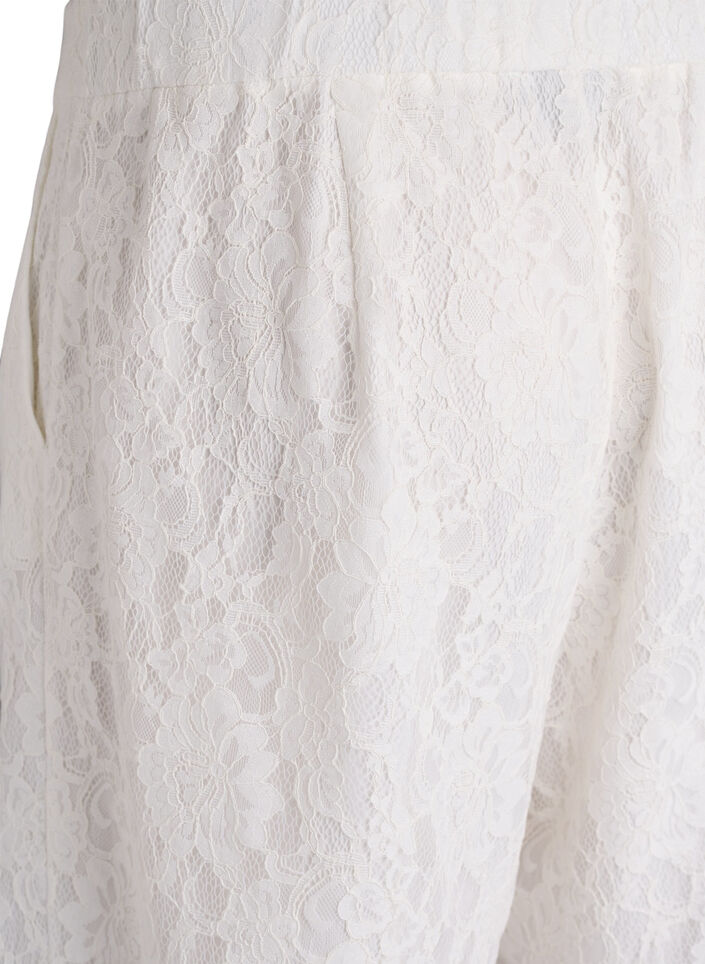 Bermudy z koronki z wysokim stanem, Biały, Packshot