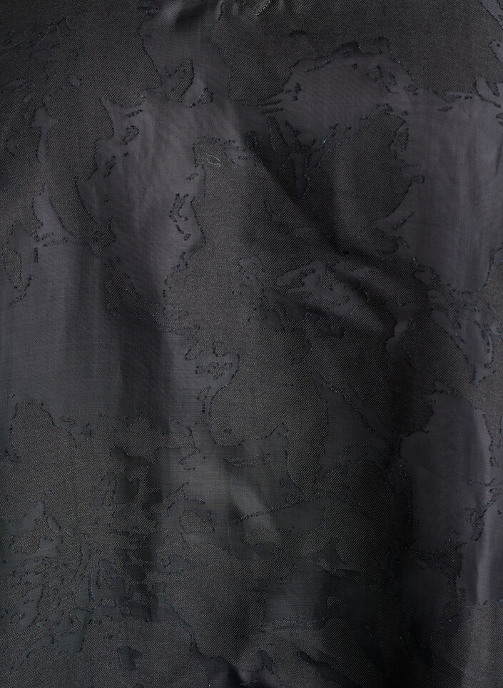 Bluzka imprezowa w stylu organza z wzorem w tym samym kolorze, Czarne, Packshot image number 2