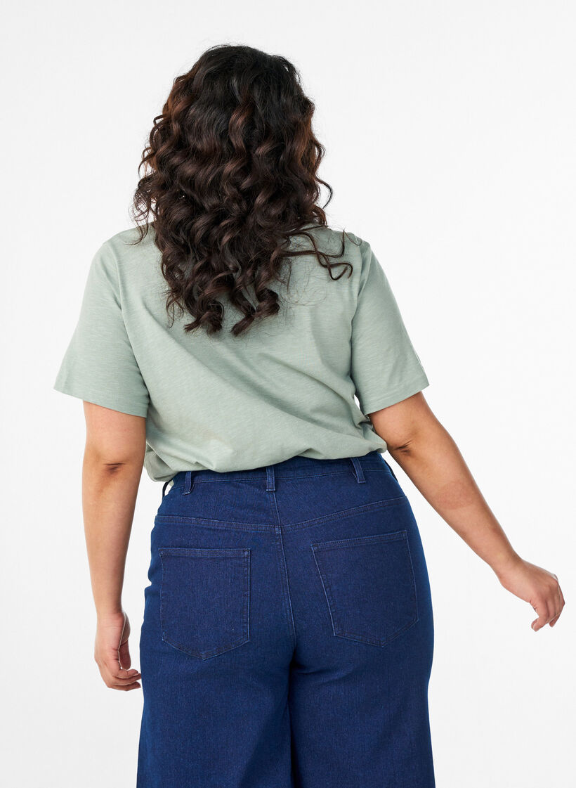 T-shirt z guzikami, Zielony, Model image number 2