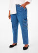 Jeansy cargo z wysokim stanem, Blue Denim, Model image number 2