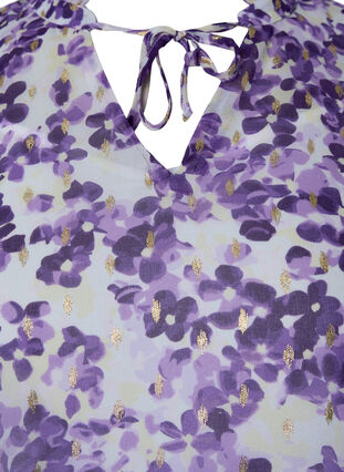 Tunika z kwiatowym nadrukiem i lureksem, Beige/Purple Flower, Packshot image number 2