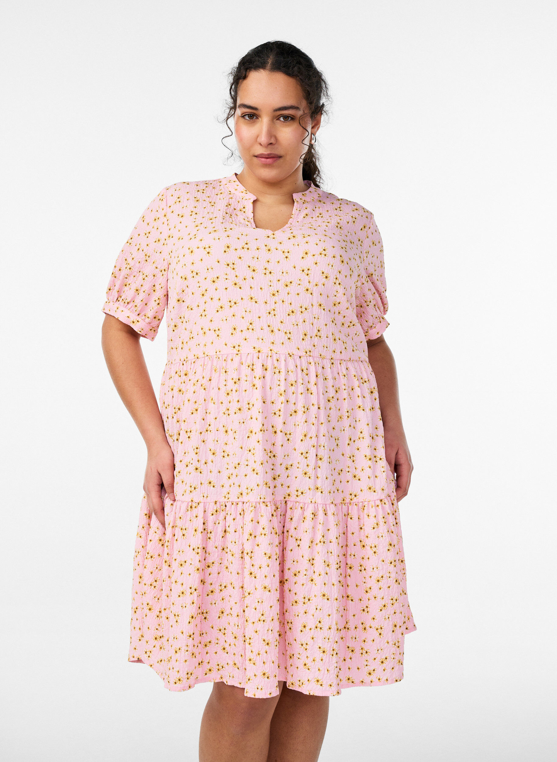 Zizzi Kr&oacute;tka sukienka o kroju A, R&oacute;żowy, Model image number 0