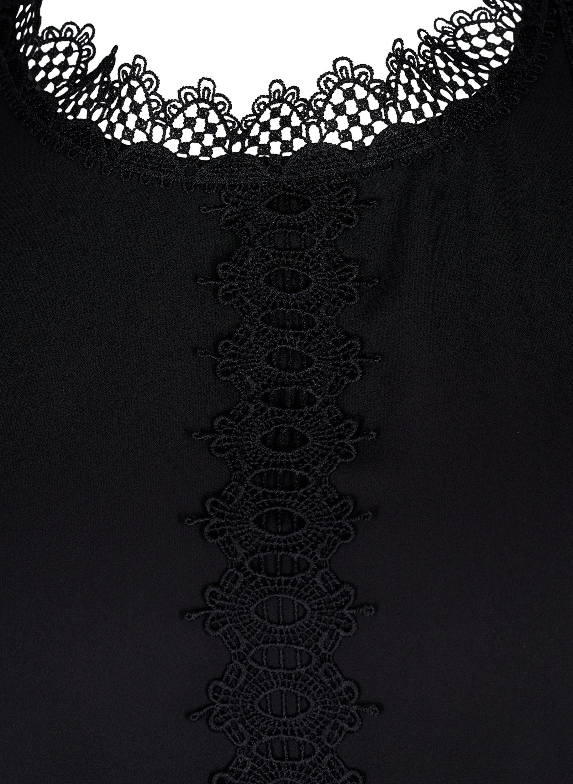 Zizzi Long sleeved top with lace, Black, Packshot image number 2
