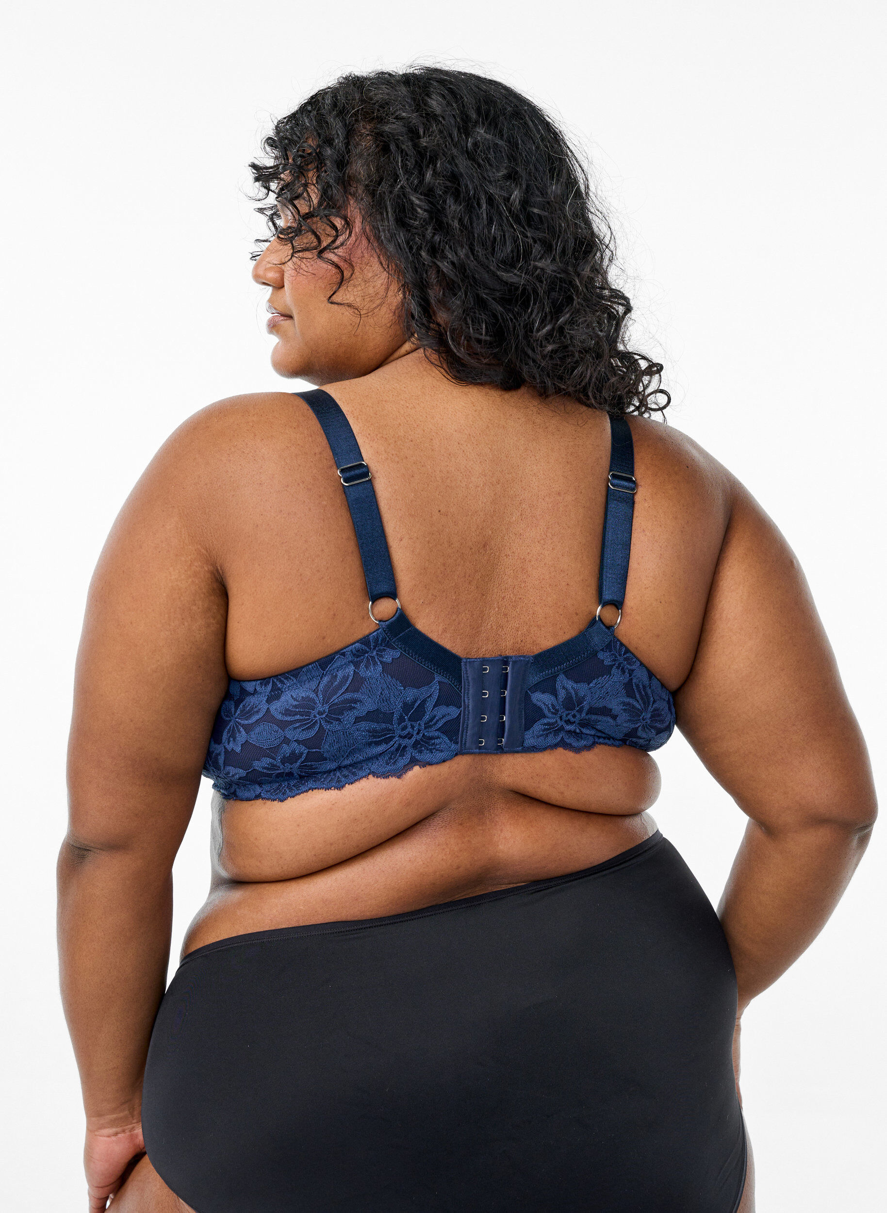 Zizzi Koronkowy biustonosz z profilowanymi miseczkami, Niebieskie, Model image number 2