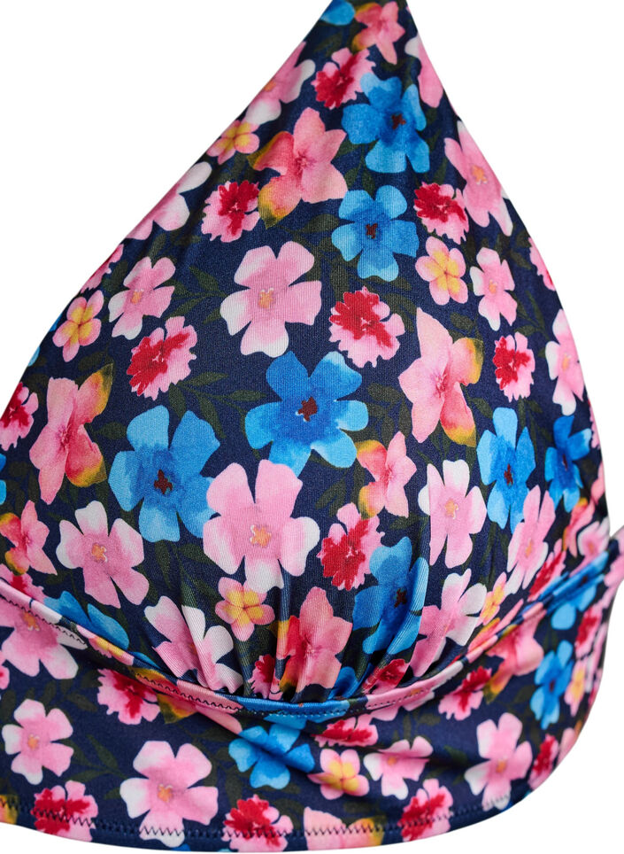 Kwiatowy stanik bikini z wiazaniem z tylu, R&oacute;żowy, Packshot image number 2