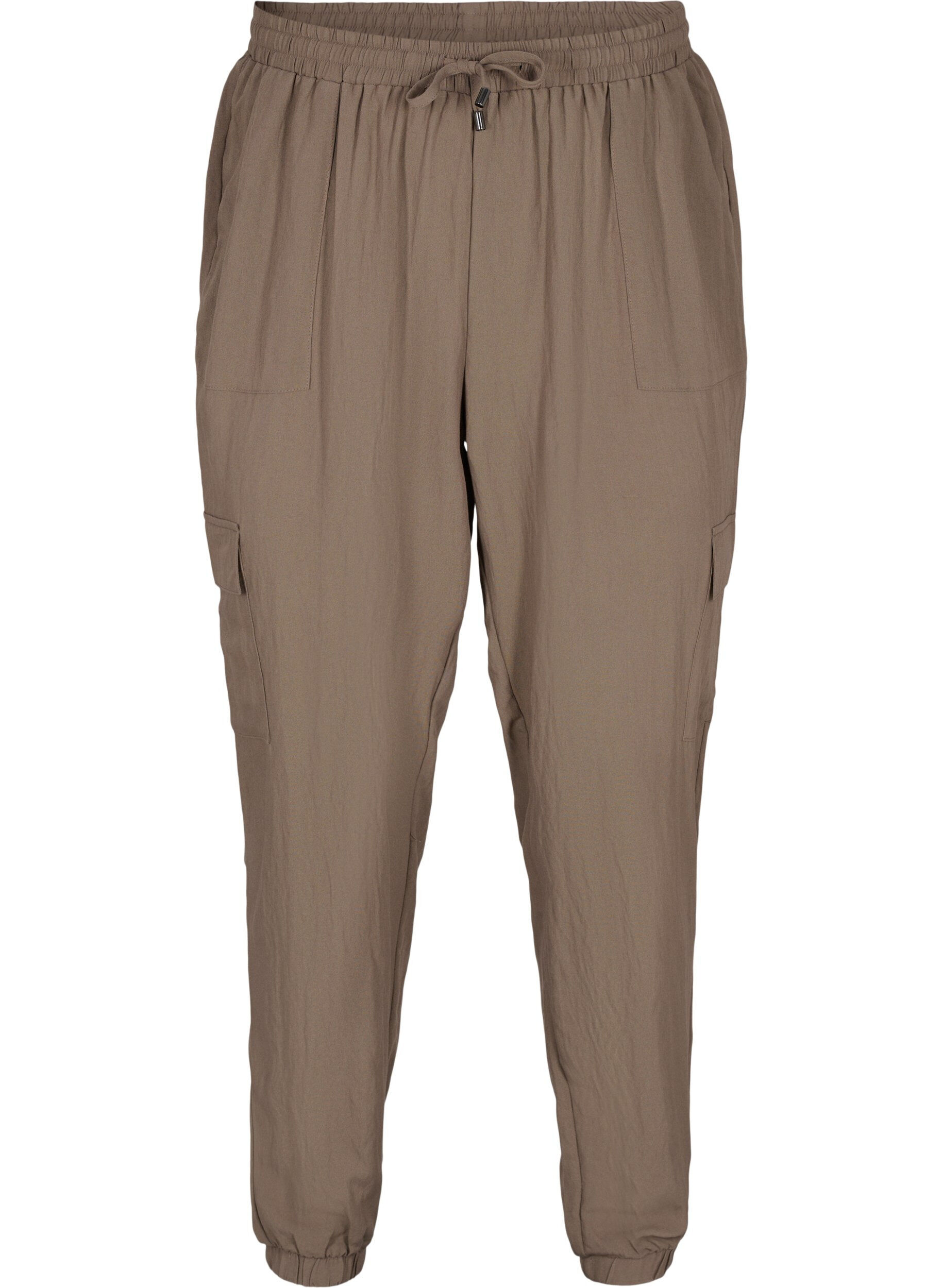 Zizzi Loose viscose trousers with large pockets, Falcon, Packshot image number 0