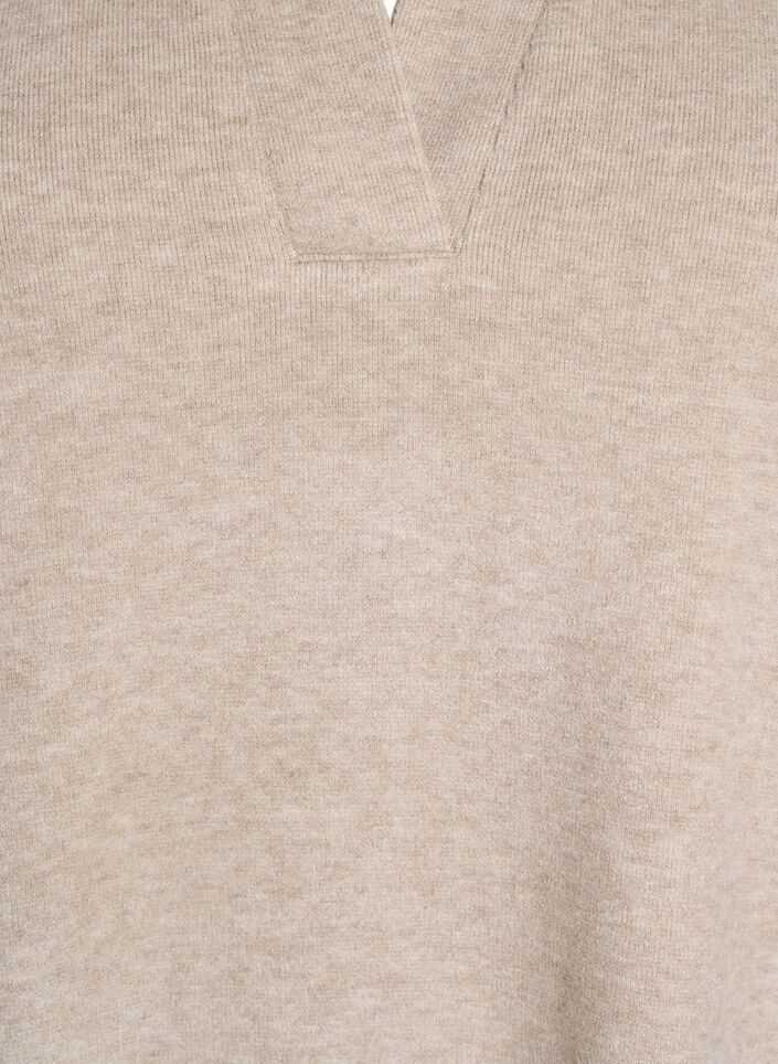 Dzersejowa bluzka z kolnierzykiem i krótkim rekawem, Brązowy, Packshot image number 2