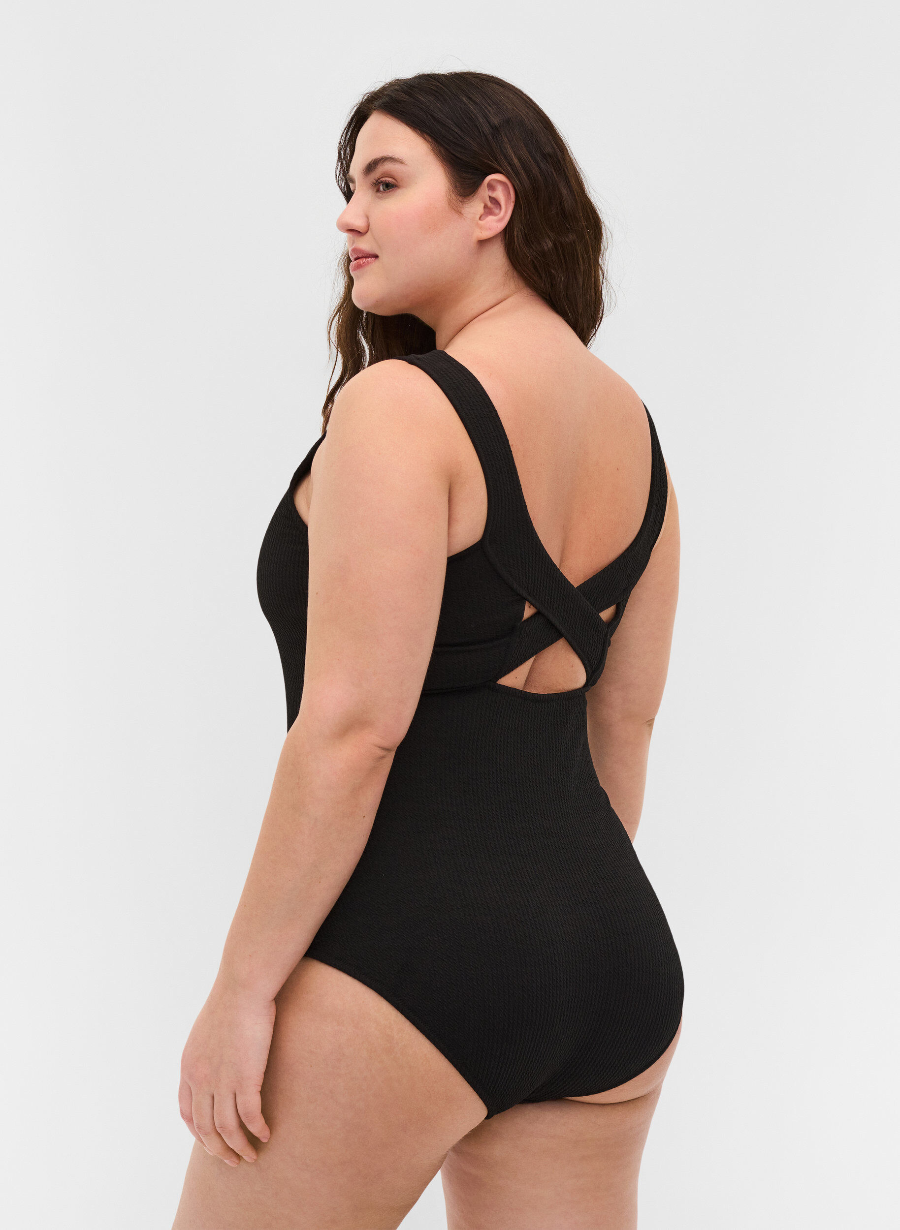 Zizzi Swimsuit with cross back, Black, Model image number 1