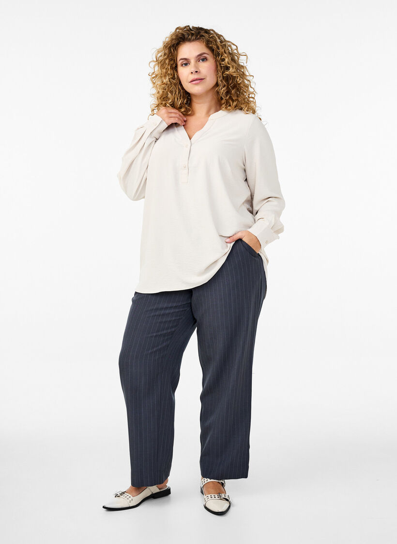 FLASH – bluzka koszulowa z dlugim rekawem, Beżowy, Model image number 1