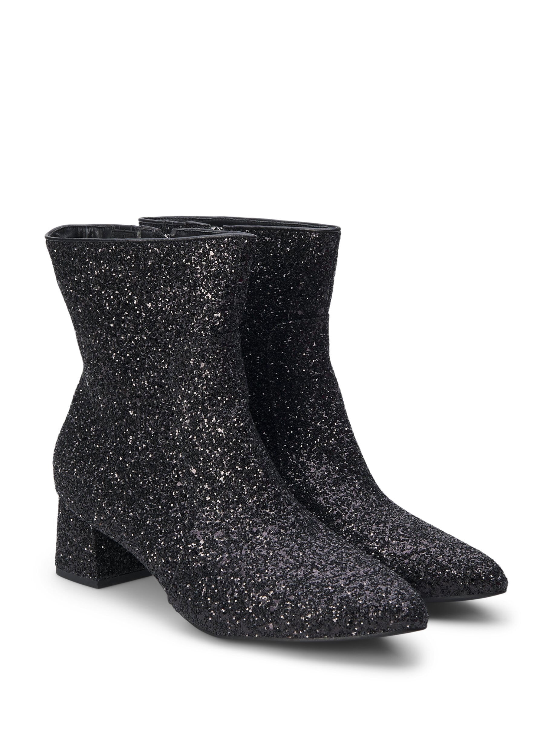 Zizzi Szerokie &ndash; brokatowe buty za kostke, Black, Packshot image number 1