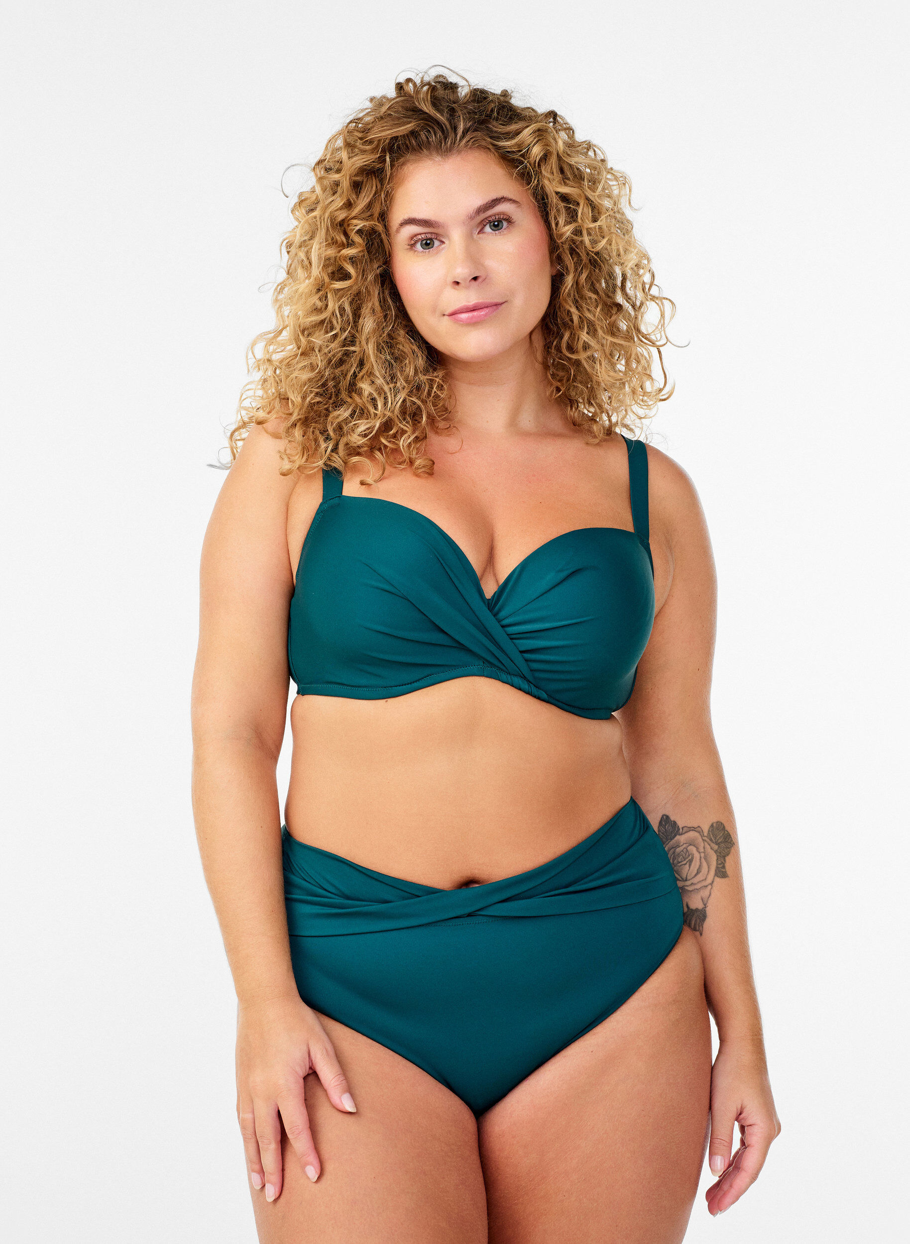 Zizzi Figi damskie bikini z kokardka, Zielony, Model image number 0