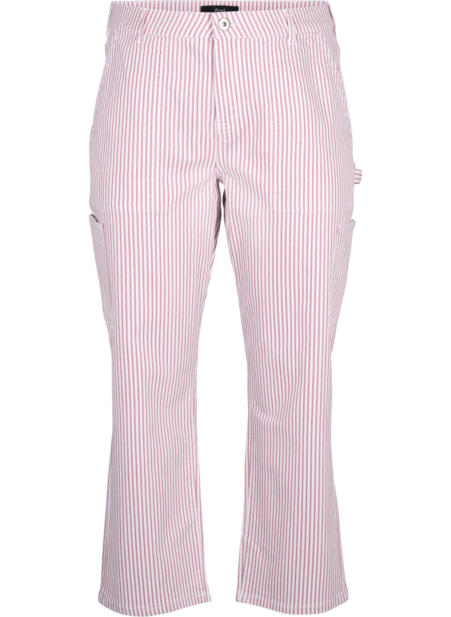 Zizzi  Jeansowe boj&oacute;wki w paski o prostym kroju, Rose White Stripe, Packshot image number 0