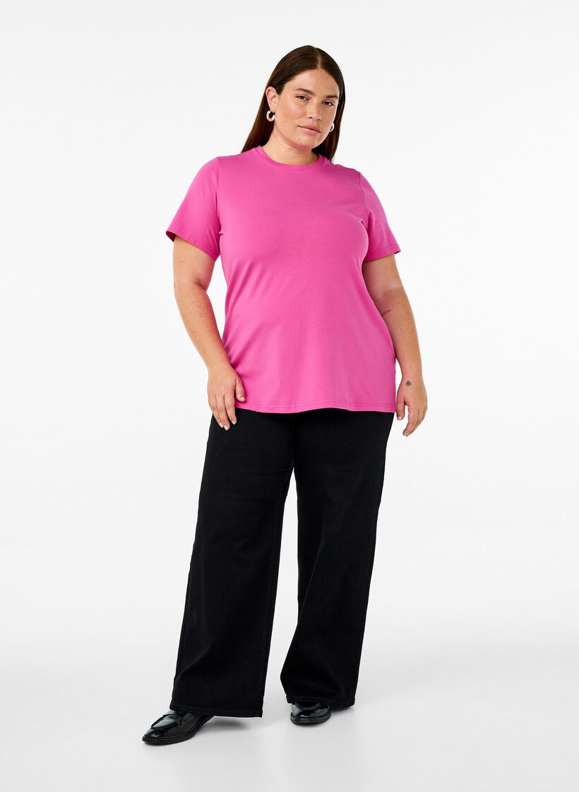 Koszulka z bawelny organicznej z okraglym dekoltem, Raspberry Rose, Model image number 2