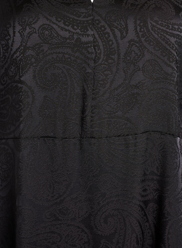Sukienka midi z zakardu z motywem paisley i rekawami typu nietoperz, Czarne, Packshot image number 2