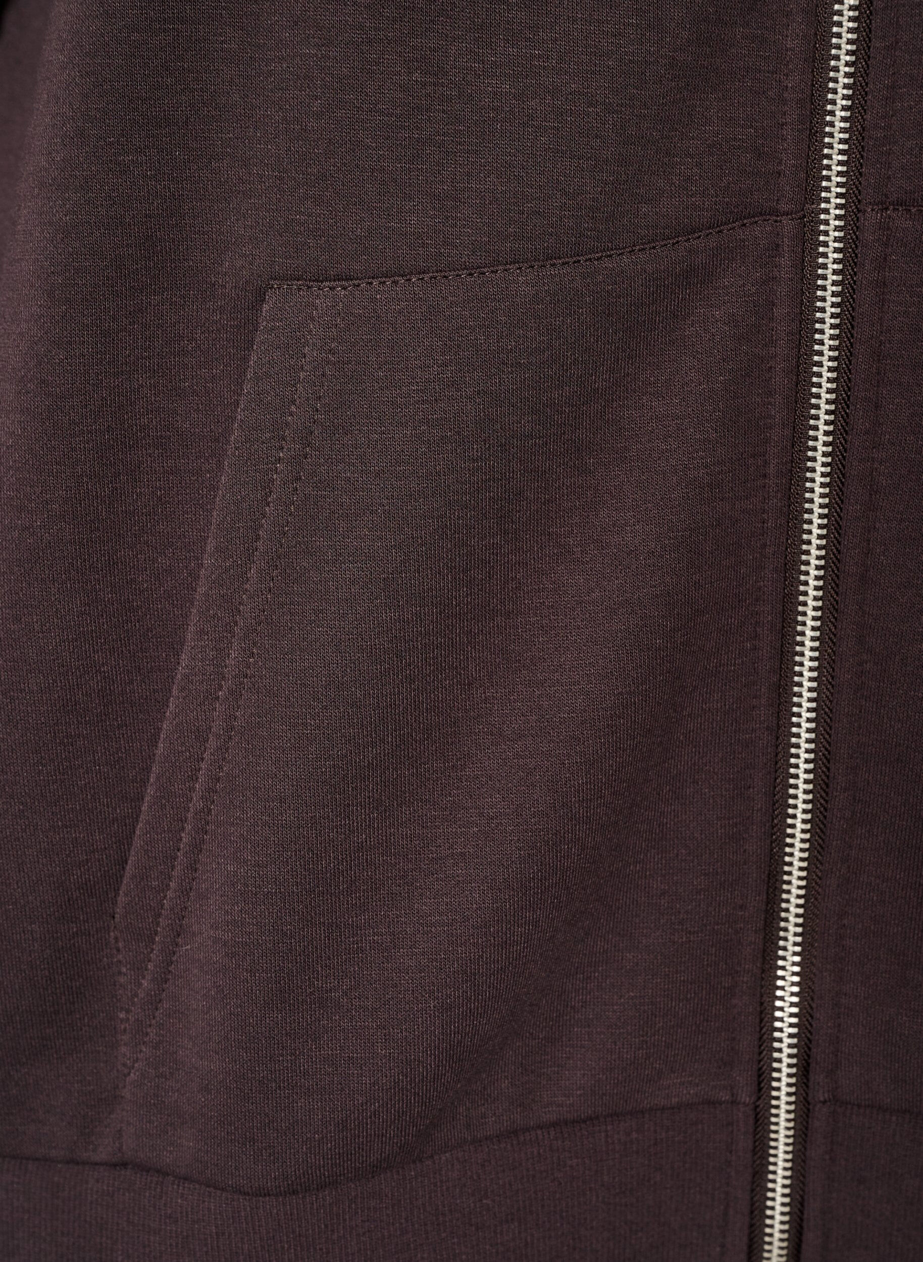 ZizziBluza z kapturem, zamkiem blyskawicznym i kieszeniami, Brązowy, Packshot image number 3