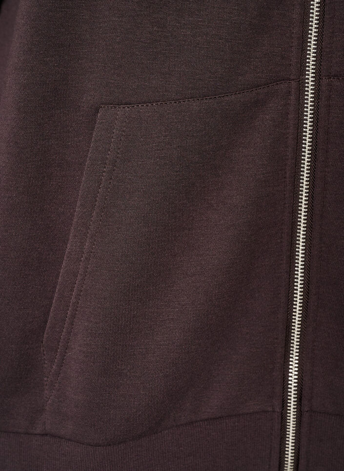 Bluza z kapturem, zamkiem blyskawicznym i kieszeniami, Brązowy, Packshot image number 3