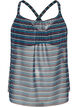 Top tankini ze wzorem, fiszbinami i krzyzujacymi sie paskami, Niebieskie, Packshot image number 0