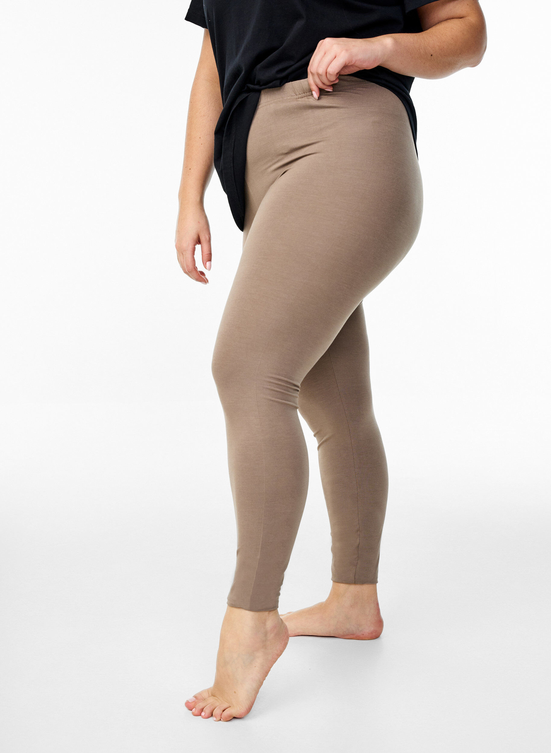 Zizzi Legginsy basic z wiskozy, Brązowy, Model image number 0