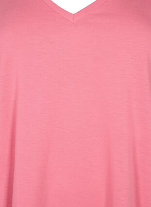 T-shirt z krótkim rekawem i dekoltem w szpic, Bubblegum Pink, Packshot image number 2