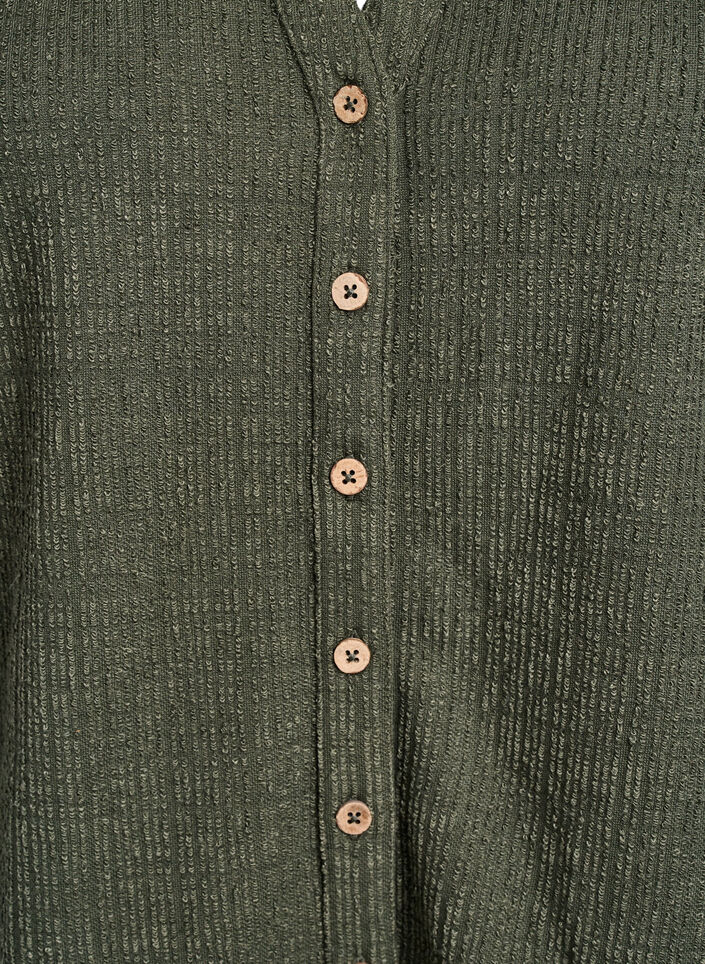 Bluzka o kroju strukturalnym z dekoltem w szpic, Thyme, Packshot image number 2