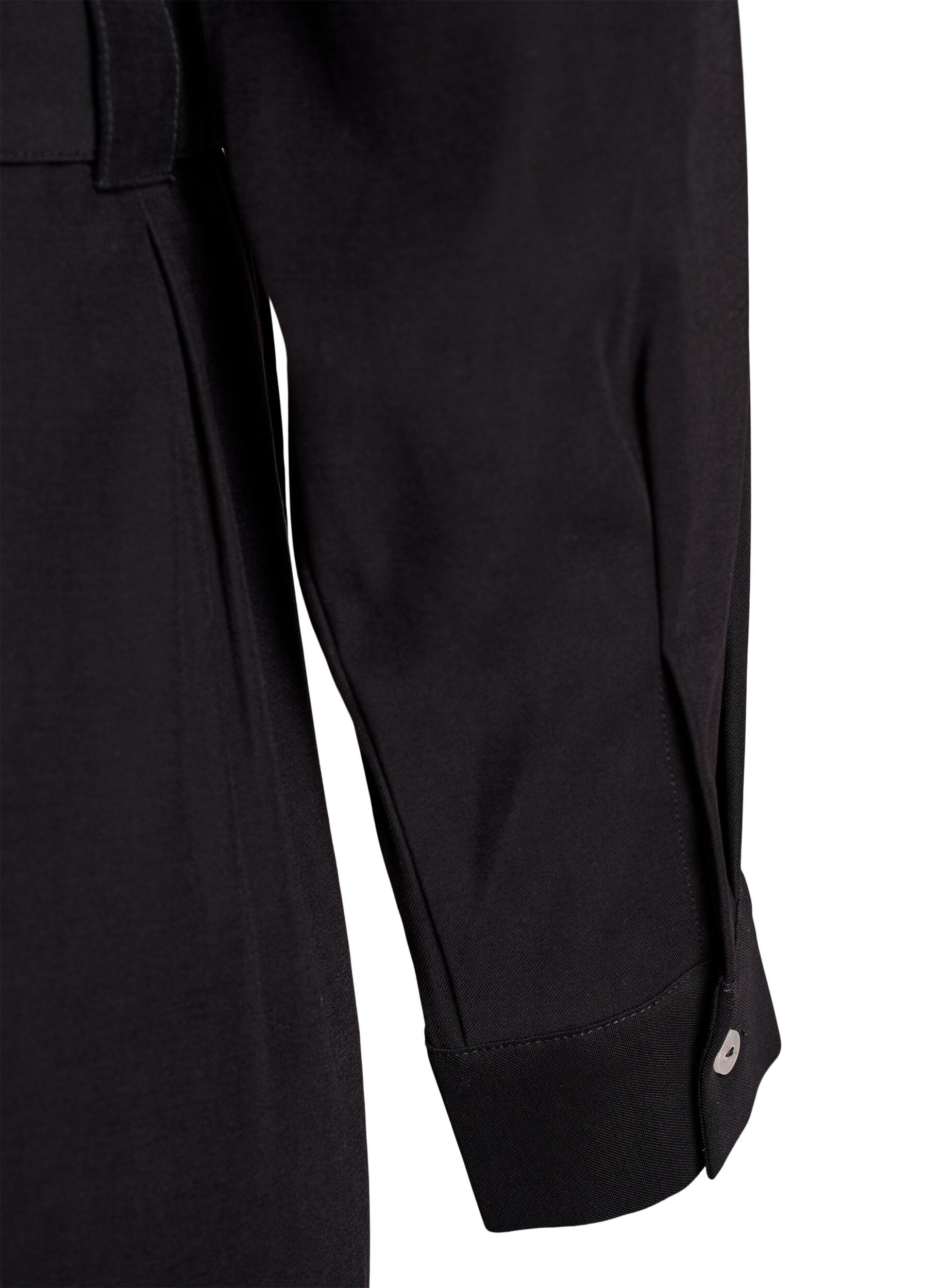 Zizzi Sukienka koszulowa z wiazanym paskiem i dlugimi rekawami, Czarne, Packshot image number 3