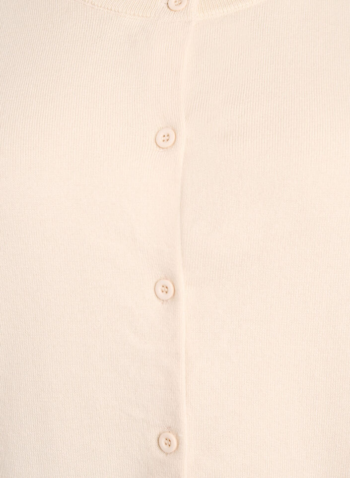 Kardigan z drobnym splotem i okraglym dekoltem, Beżowy, Packshot image number 2