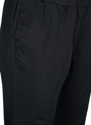 Bawelniano-lniane spodnie z kieszeniami, Black, Packshot image number 2