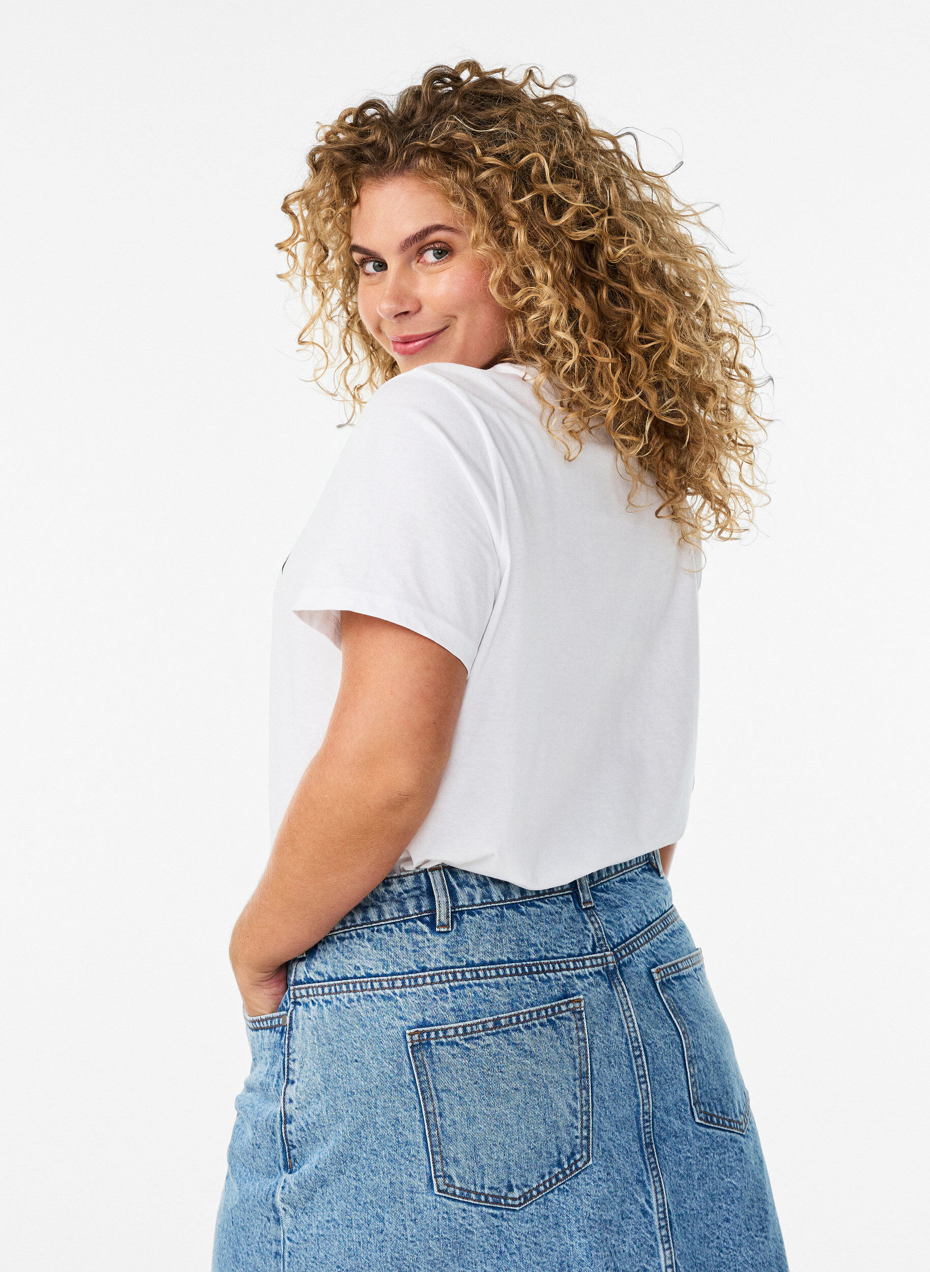 Zizzi Bawelna organiczna Koszulka z nadrukiem cytrusowym, Biały, Model image number 2