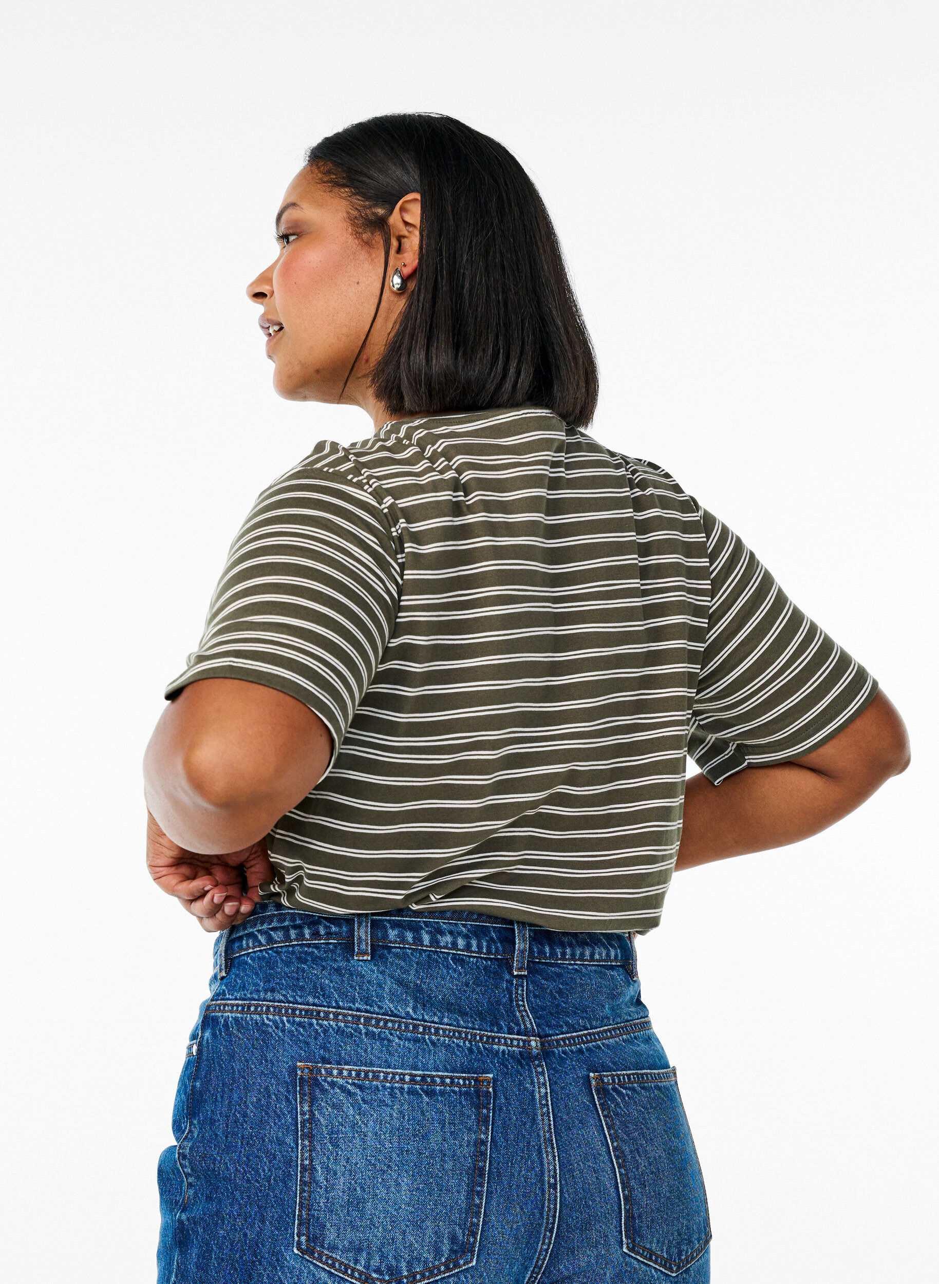 Zizzi Koszulka w paski, Zielony, Model image number 2