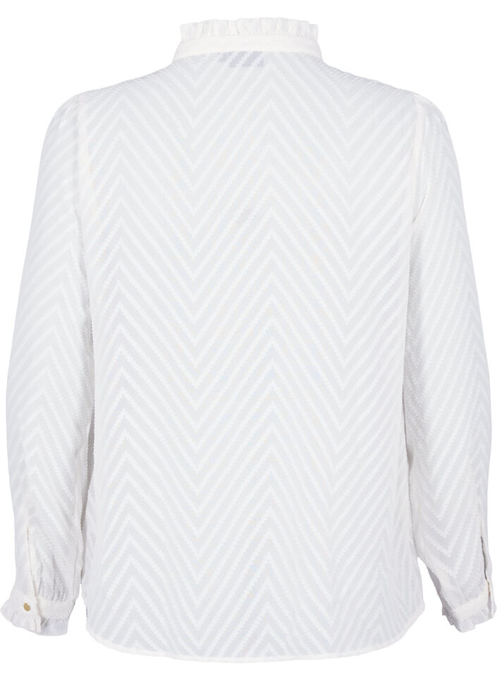 Bluzka koszulowa z marszczeniami i wzorzysta faktura, Snow White, Packshot image number 1