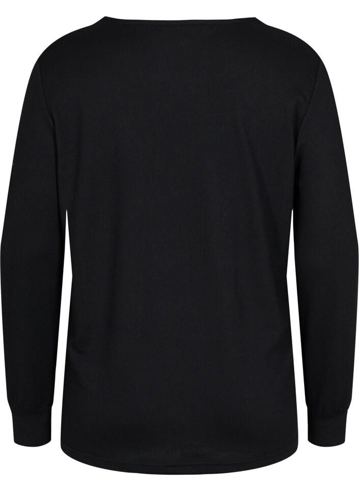 Long-sleeved blouse with lace details, Black, Packshot image number 1