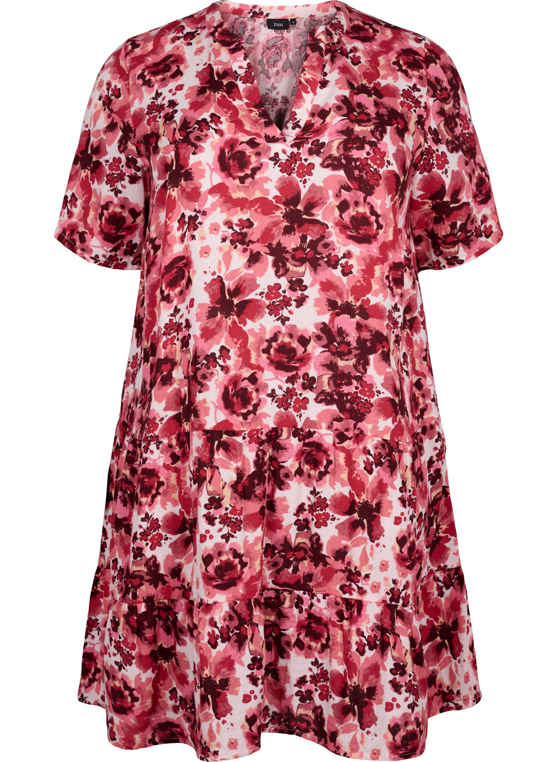 Zizzi Bawelniana sukienka w kwiaty, Pink AOP Flower, Packshot image number 0