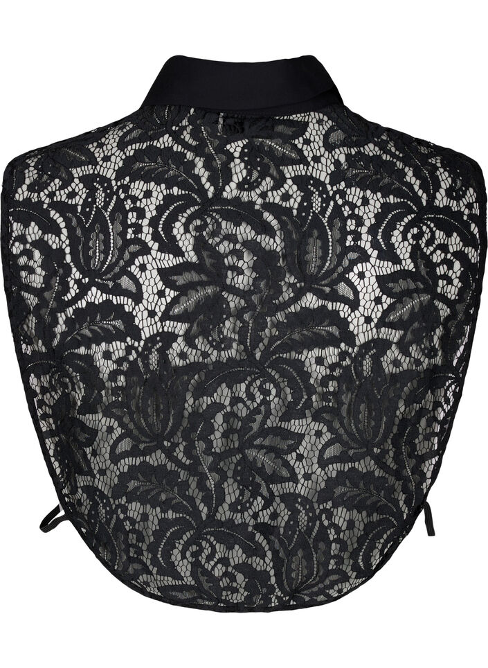 Luzny, koronkowy kolnierzyk koszuli, Black, Packshot image number 1