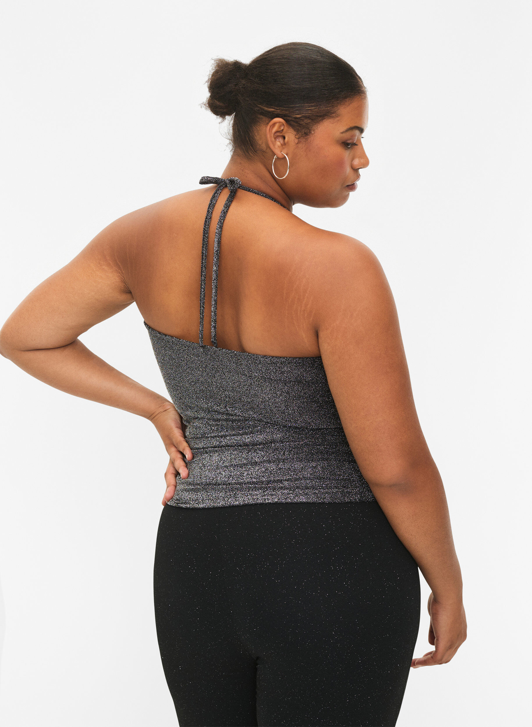 Zizzi Srebrny top bez rekaw&oacute;w, Black Silver, Model image number 1