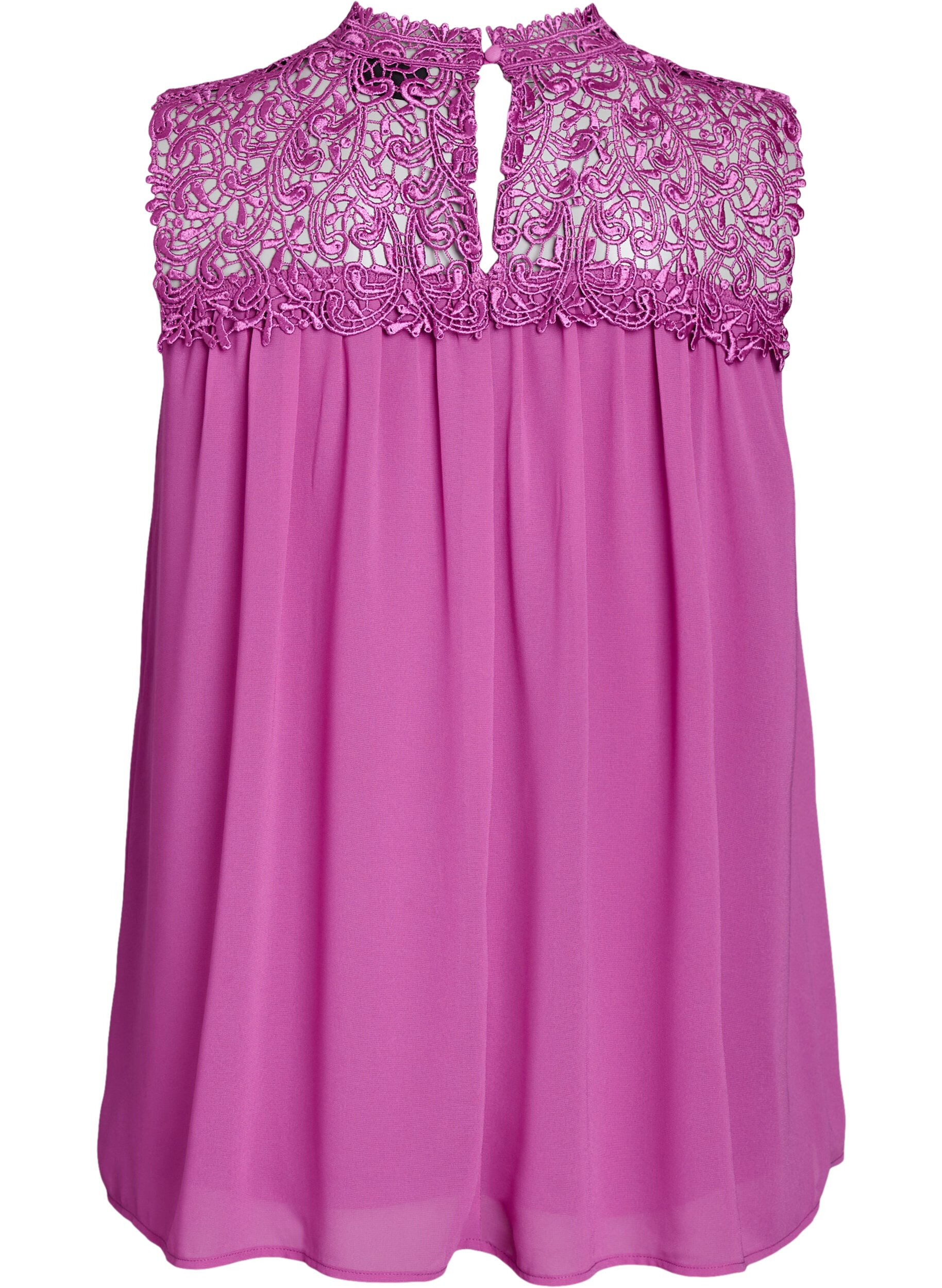 Zizzi Imprezowy top bez rekaw&oacute;w, szydelkowany, Fioletowy, Packshot image number 1