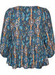 Bluzka z nadrukiem w stylu paisley i koronkowym detalem, Niebieskie, Packshot image number 1
