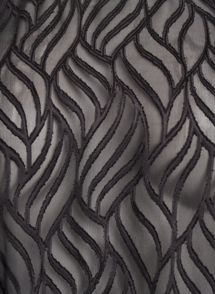 Bluzka z szyfonu z fakturowanym wzorem, Czarne, Packshot