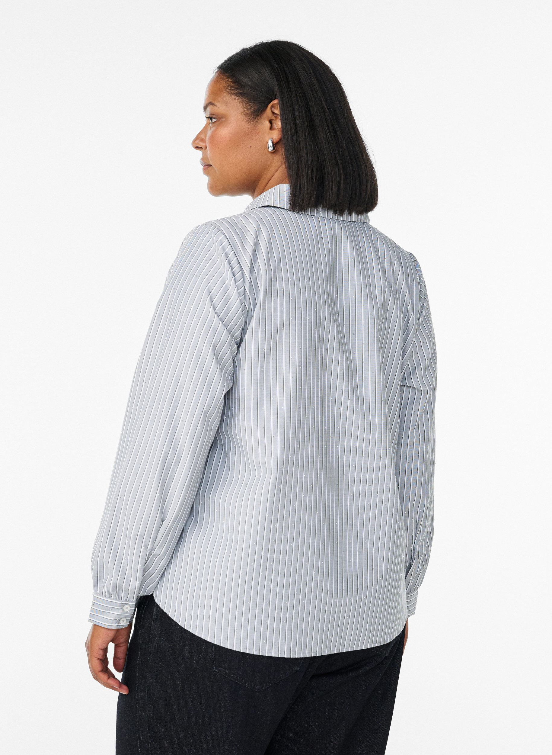 Zizzi Koszula w paski z cwiekami, Czarne, Model image number 2