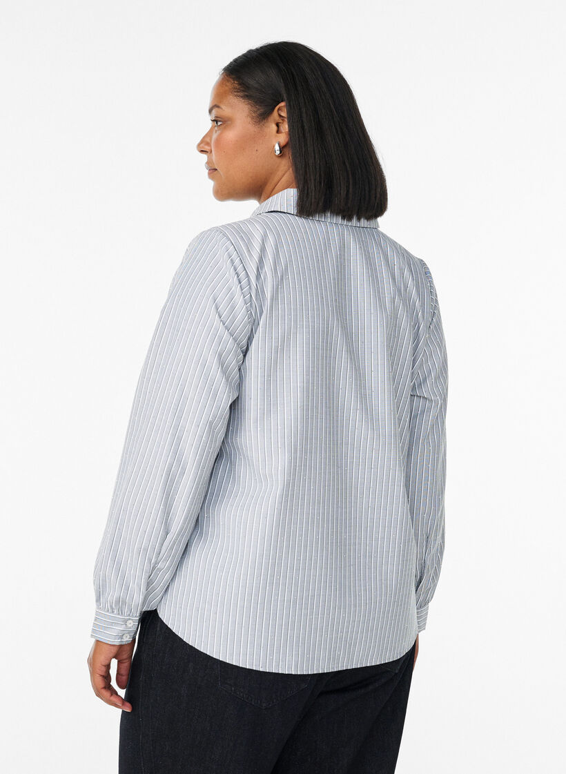 Koszula w paski z cwiekami, Czarne, Model image number 2