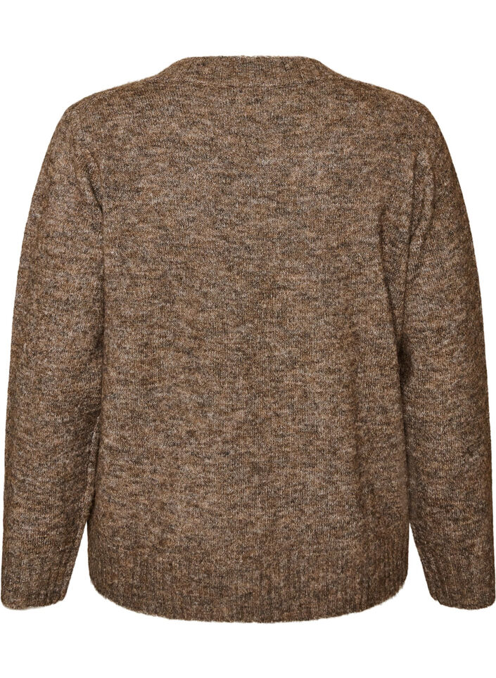 Sweter z dekoltem w serek, Brązowy, Packshot image number 1