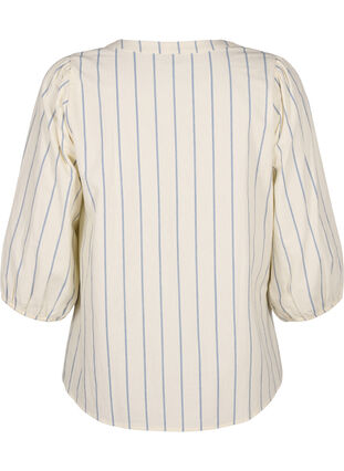 Bawelniana bluzka z rekawem 3/4 i nadrukiem, Eggnog Stripe, Packshot image number 1
