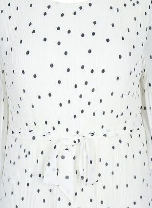 Wzorzysta plisowana sukienka z wiazaniem, Bright White w. Dots, Packshot image number 2