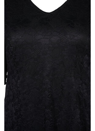 Koronkowa sukienka z rekawem 3/4, Black, Packshot image number 2