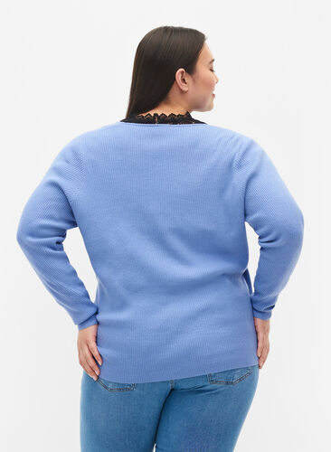 Dzianinowy sweter z koperta, Lavender Lustre, Model image number 1