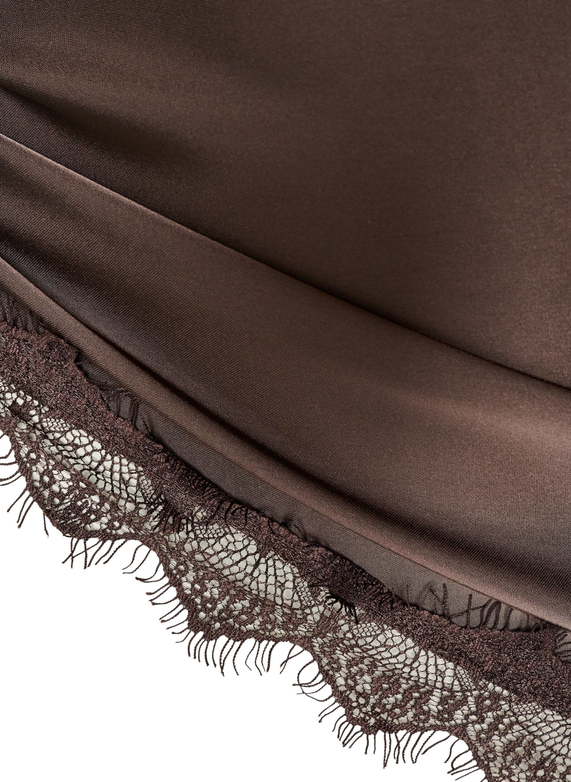 ZizziSzafa satynowa z koronkowym brzegiem, Brązowy, Packshot image number 2