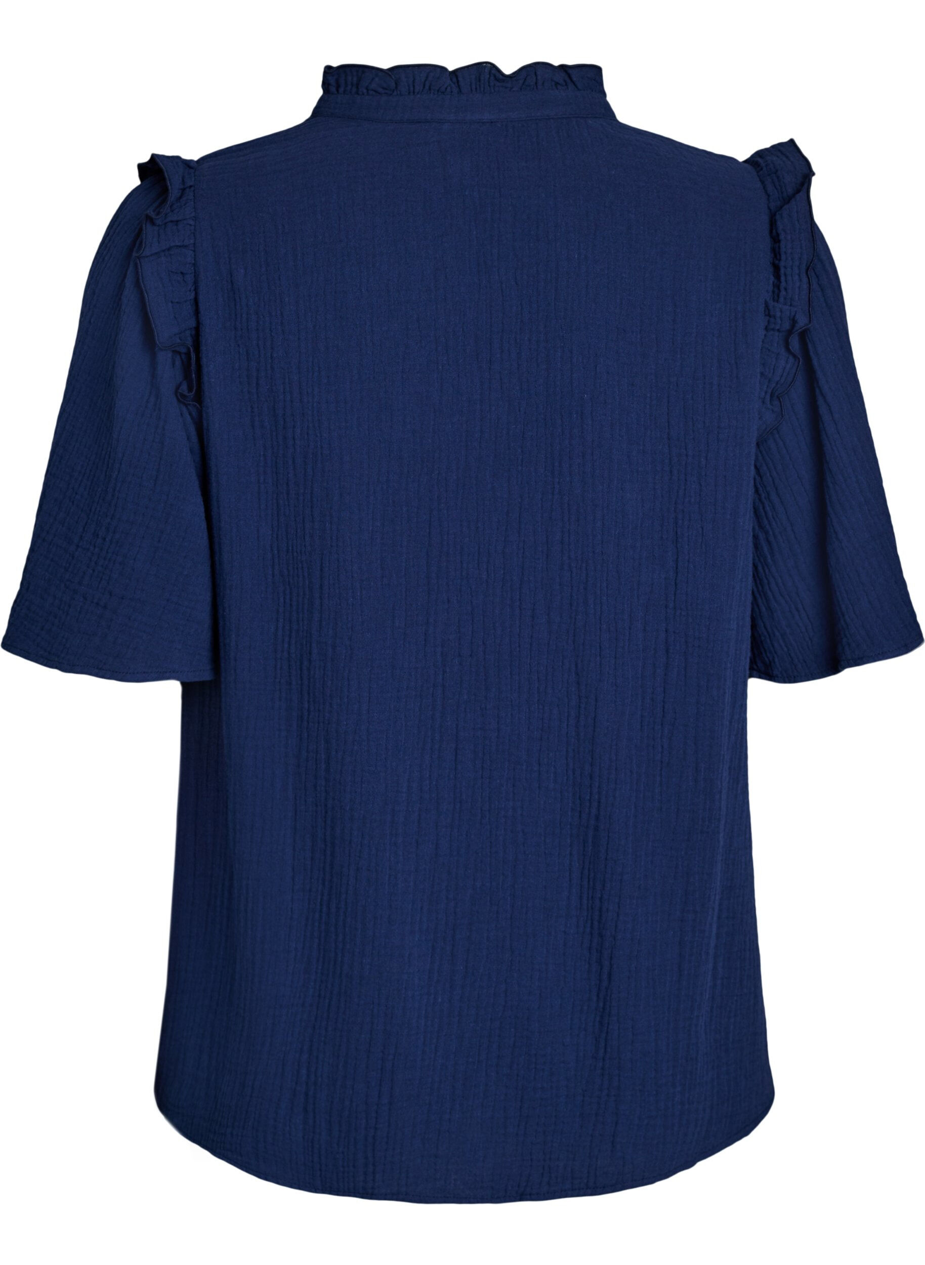 Zizzi Bluzka z muslinu bawelnianego z haftem anglaise i rekawem 1/2, Niebieskie, Packshot image number 1