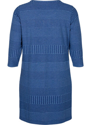 Sukienka z rekawem 3/4 i wzorem w paski, Estate Blue Melange, Packshot image number 1